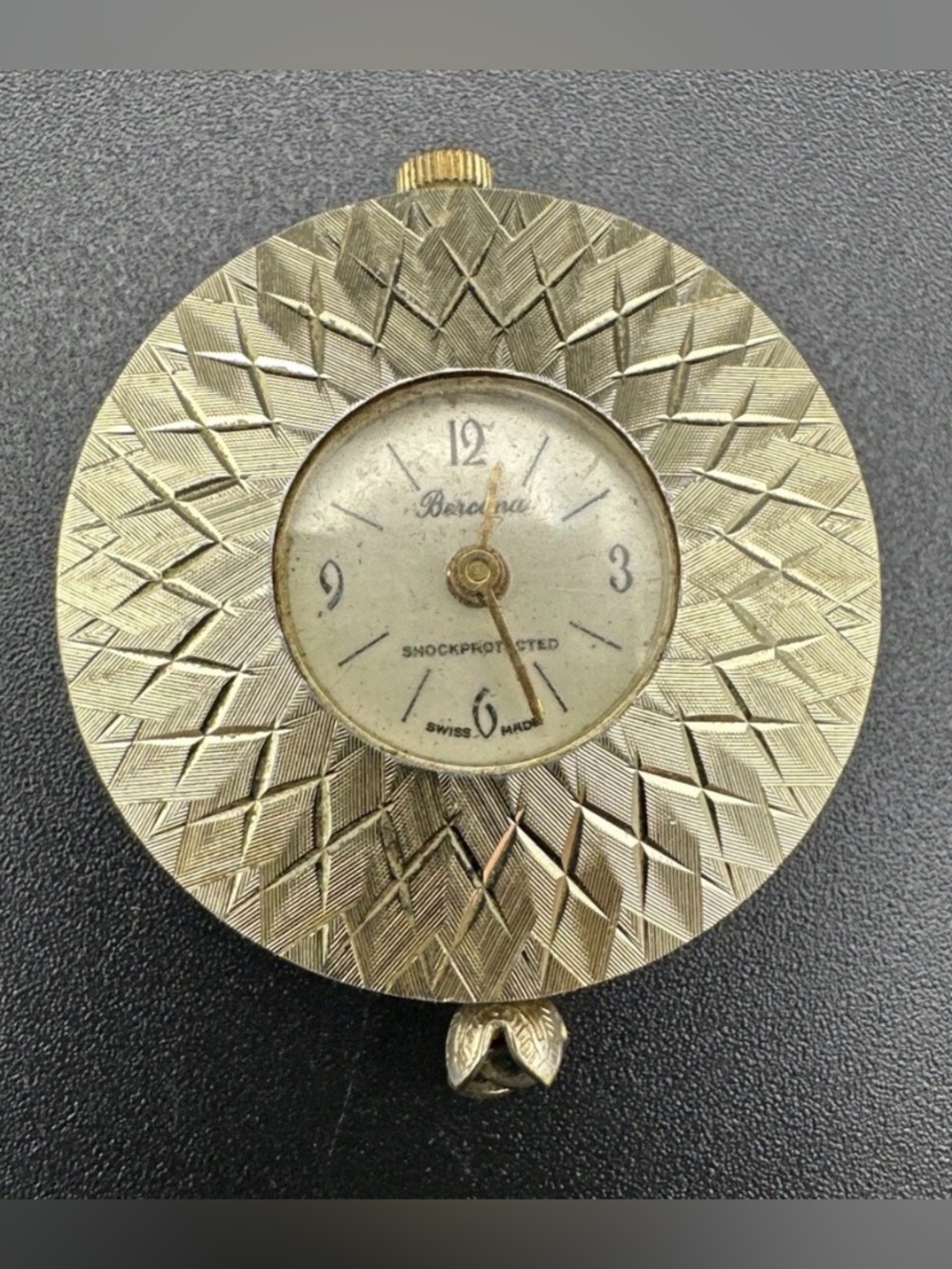 Bulova Pendant Watch Gold Tone Round Manual Wind vintage ornate
